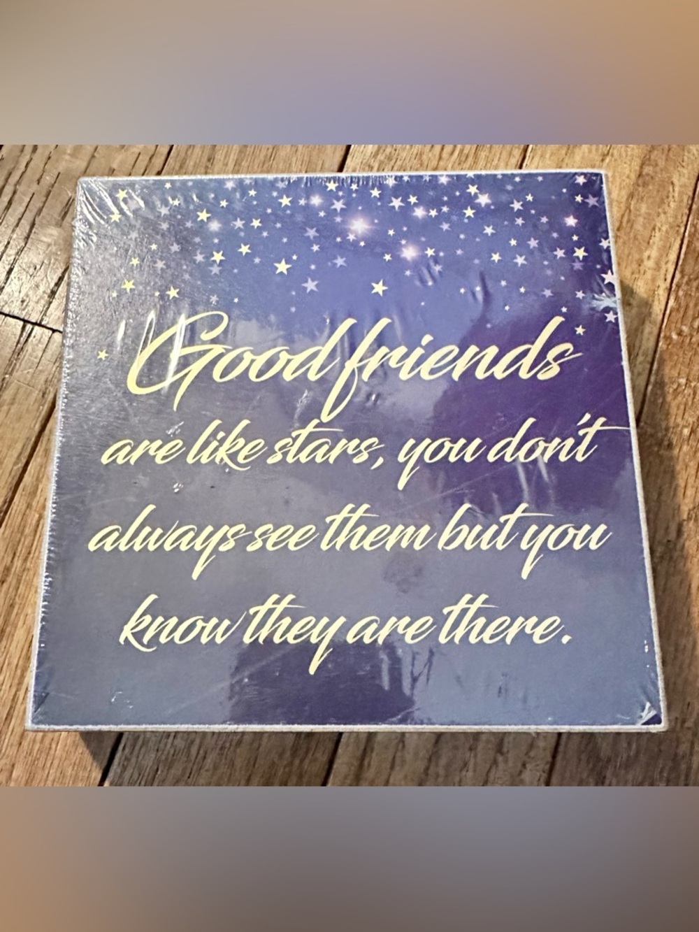 Good Friends Sentiment Wall Plaque - Navy and Gold Script